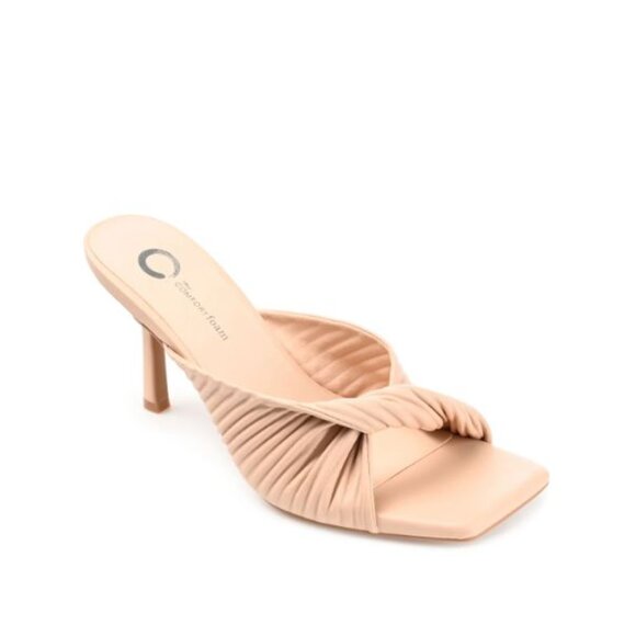 Journee Collection Women's Faux Leather Greer Mule Heels Nude Size 8.5 NWB - Picture 1 of 7